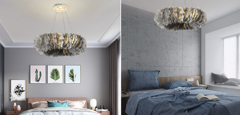 Люстра Кольцо из перьев Plumage Grey Люстра Кольцо из перьев Plumage Grey - Loft-Concept в Барнауле