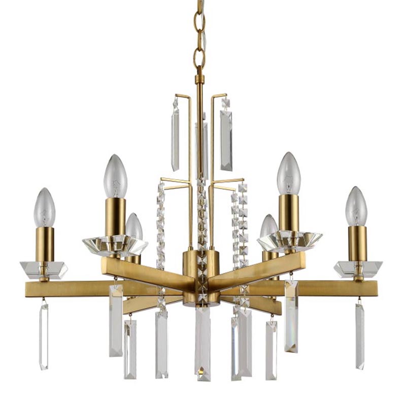 Люстра Vivien Crystal Brass Chandelier 6 Латунь Серый Люстра Vivien Crystal Brass Chandelier 6 Латунь Серый в Барнауле | Loft Concept