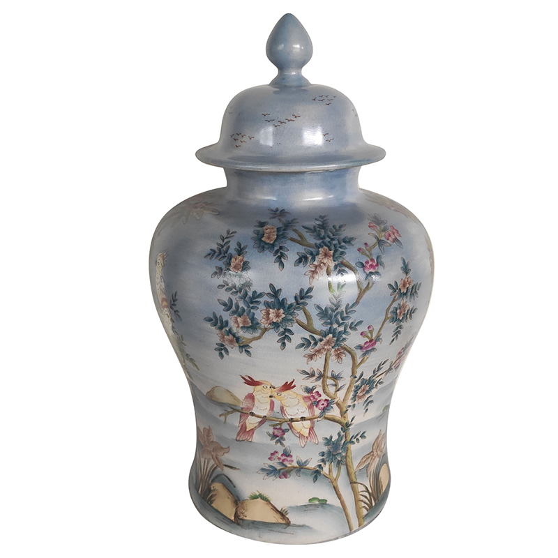 Ваза с крышкой Blue Vase Parrots Светло-голубой Мульти Ваза с крышкой Blue Vase Parrots Светло-голубой Мульти в Барнауле | Loft Concept