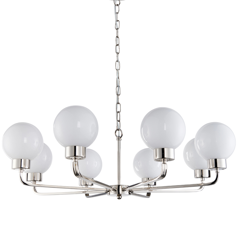 Люстра Zibille Chandelier Nickel Никель Белое матовое стекло Люстра Zibille Chandelier Nickel Никель Белое матовое стекло в Барнауле | Loft Concept