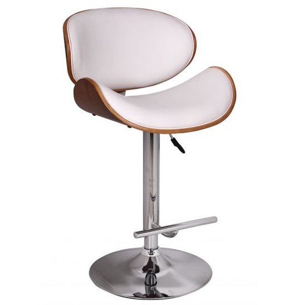 Барный стул Lounge Bar Stool белый Хром Белый Коричневый Барный стул Lounge Bar Stool белый Хром Белый Коричневый в Барнауле | Loft Concept