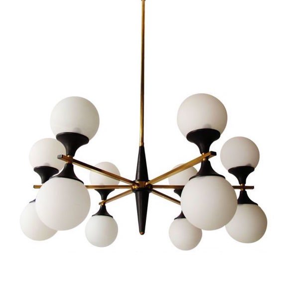 Люстра Ball Valley Arredoluce Chandelier Белый Латунь Черный Люстра Ball Valley Arredoluce Chandelier Белый Латунь Черный в Барнауле | Loft Concept