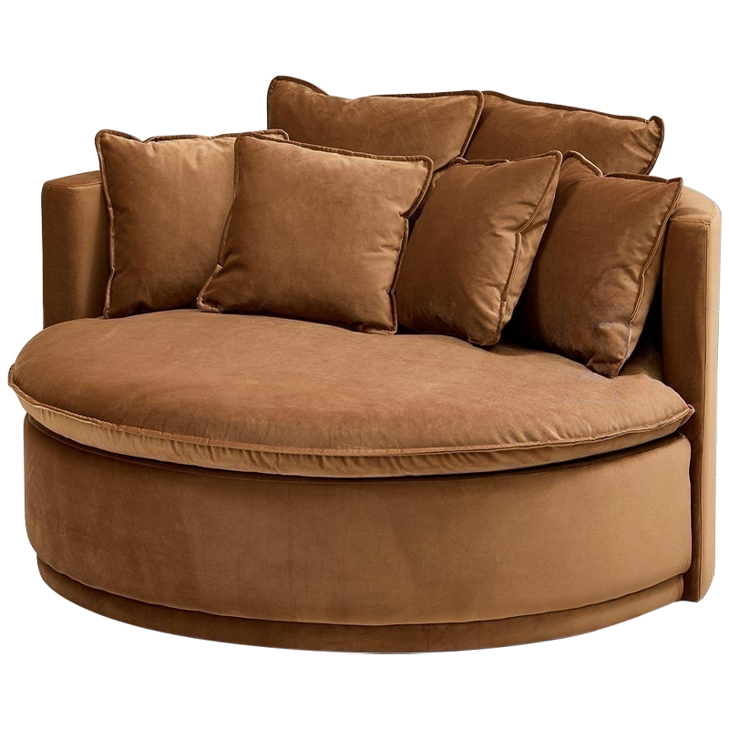 Кушетка круглая с обивкой из велюра коричневая Milky Brown Chair Коричневый Кушетка круглая с обивкой из велюра коричневая Milky Brown Chair Коричневый в Барнауле | Loft Concept