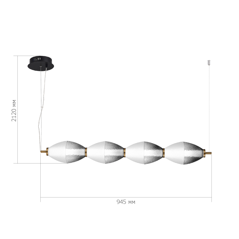 Подвесной светильник линейный в сочетании двух разных фактур стекла Enchanting в Барнауле
