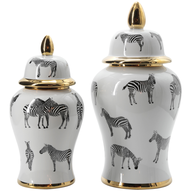 Ваза White Vase Zebra Черный Белый Золотой Ваза White Vase Zebra Черный Белый Золотой в Барнауле | Loft Concept