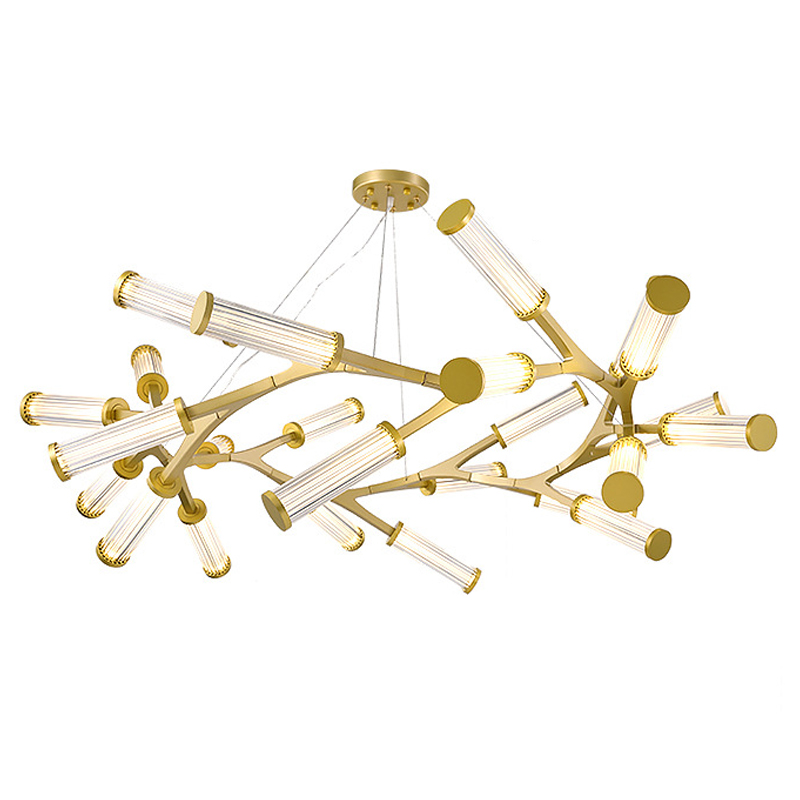 Люстра Cylinder Branches Chandelier Ring Gold Золотой Прозрачный Люстра Cylinder Branches Chandelier Ring Gold Золотой Прозрачный в Барнауле | Loft Concept