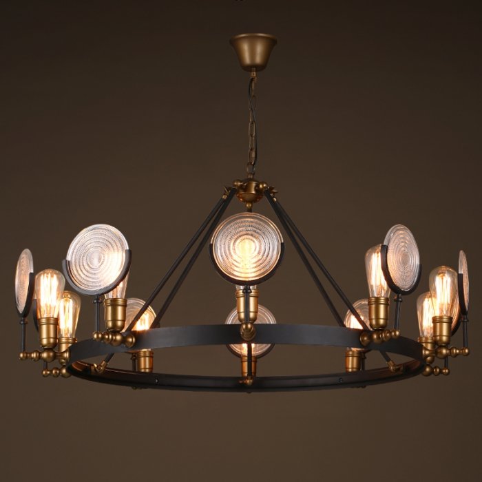 Люстра GASLIGHT LENS Chandelier 10 Черный Люстра GASLIGHT LENS Chandelier 10 Черный в Барнауле | Loft Concept