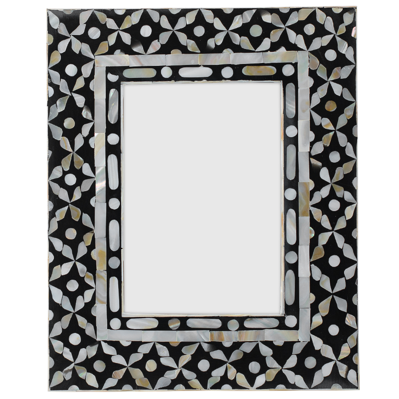 Рама для фото Bone Inlay Pearl Black M Черно-белый Перламутровый Рама для фото Bone Inlay Pearl Black M Черно-белый Перламутровый в Барнауле | Loft Concept