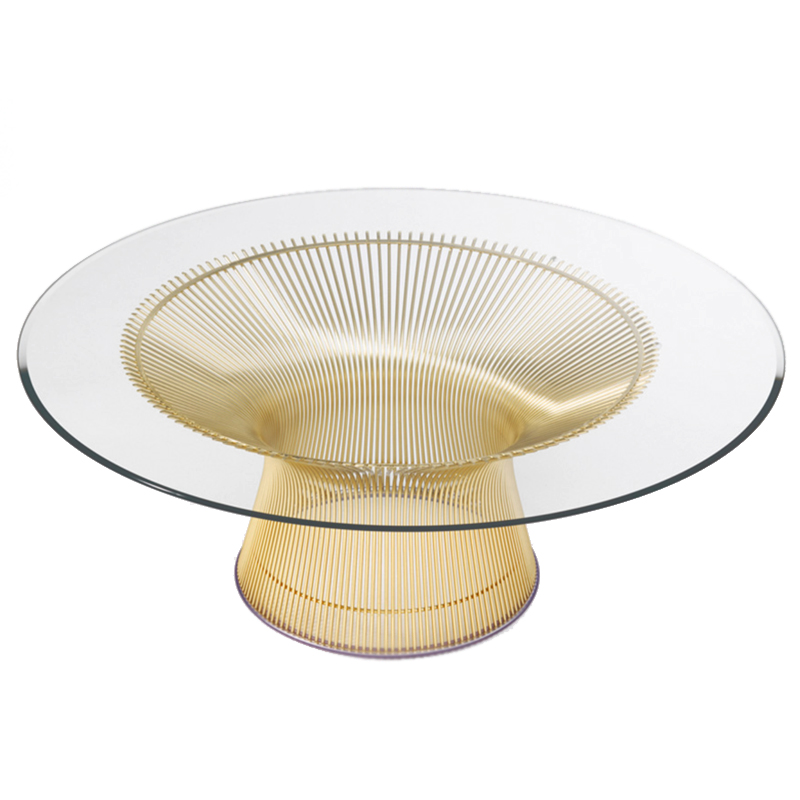 Стол Platner Coffee Gold Глянцевое золото Прозрачное Стекло Стол Platner Coffee Gold Глянцевое золото Прозрачное Стекло в Барнауле | Loft Concept