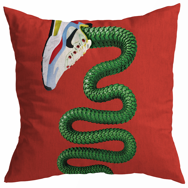 Декоративная подушка Seletti Cushion Sneaker Snake Красный Зеленый в Барнауле | Loft Concept 