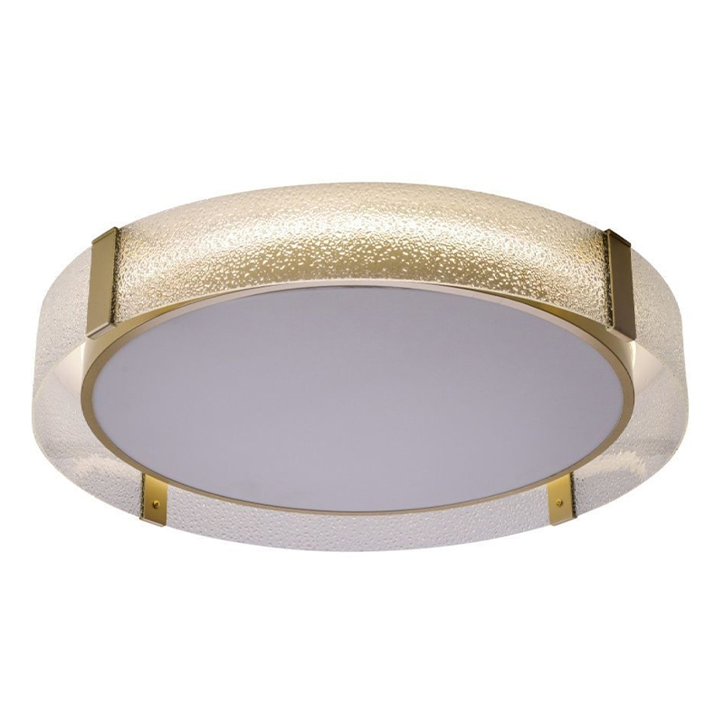 Потолочный светильник круглой формы из стали и стекла Round Glass Brass Латунь Потолочный светильник круглой формы из стали и стекла Round Glass Brass Латунь в Барнауле | Loft Concept
