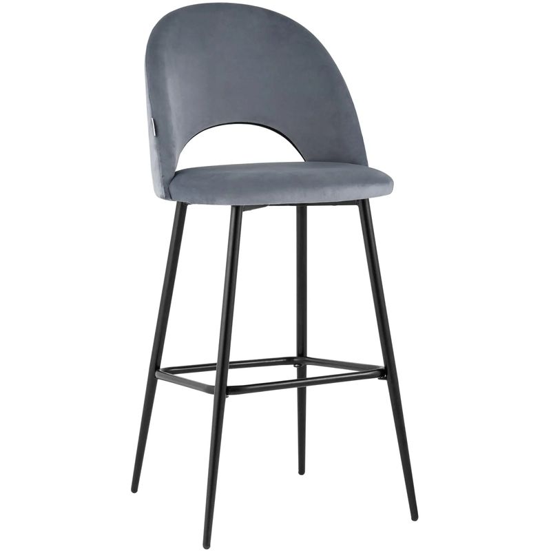 Барный Стул CLIFF Chair Серый Велюр Серый Черный Барный Стул CLIFF Chair Серый Велюр Серый Черный в Барнауле | Loft Concept