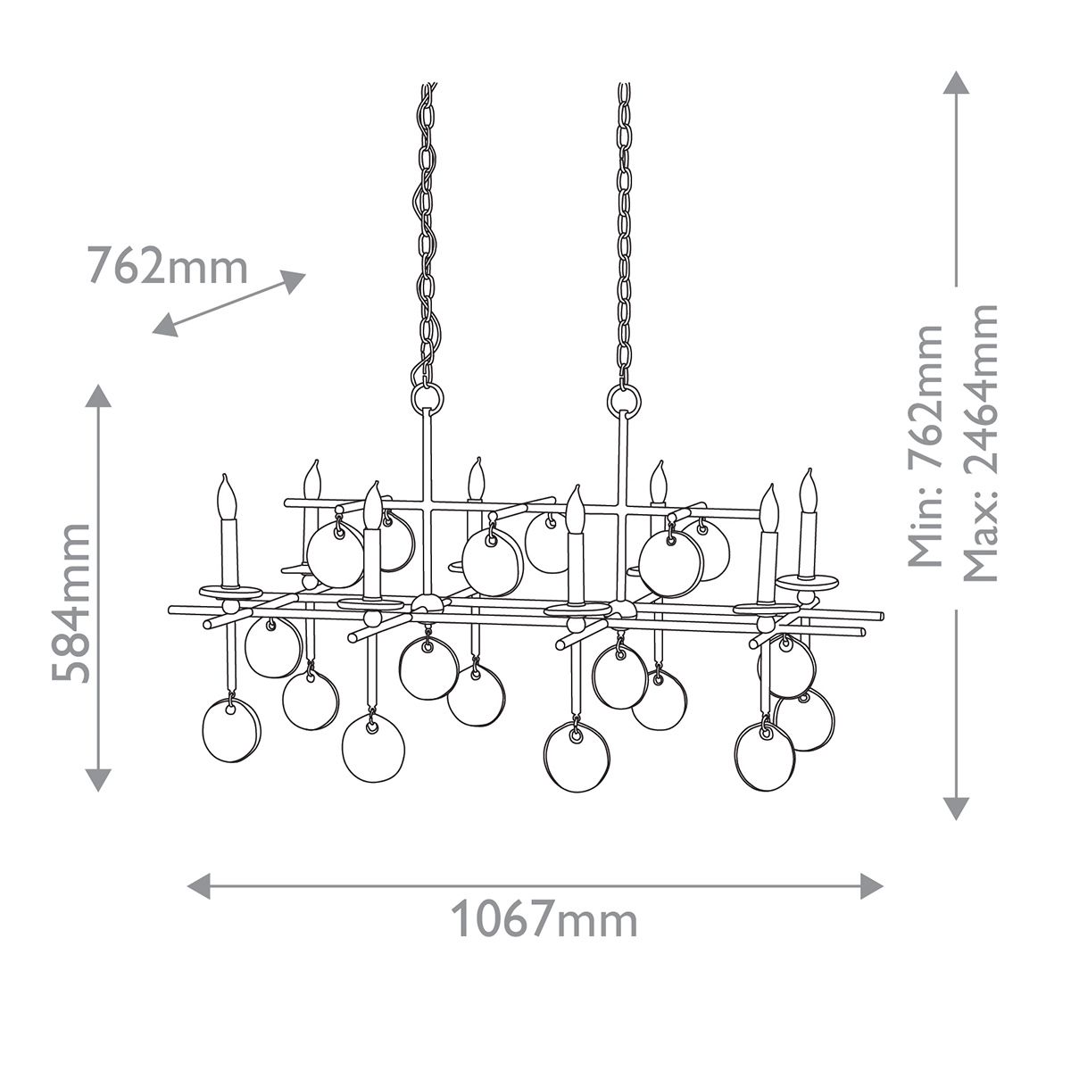Люстра подвесная с 8-ю лампами и стеклянными круглыми подвесками Currey & Company в Барнауле