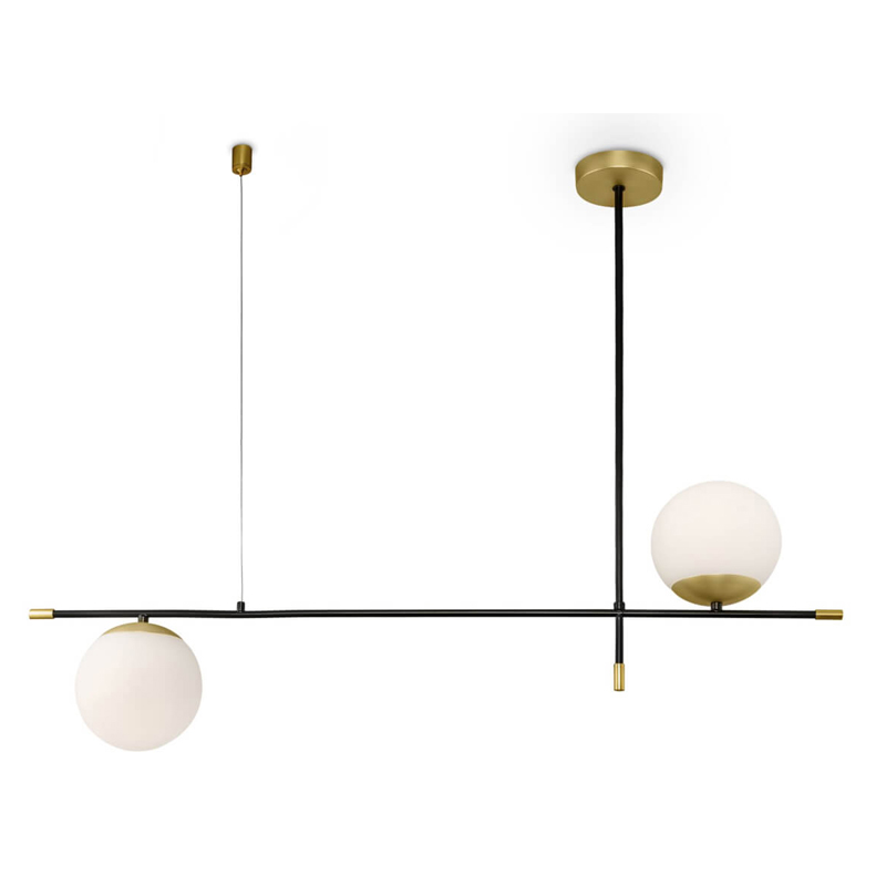 Светильник Spike Two Balls Hanging Lamp Белый Золотой Черный в Барнауле | Loft Concept 