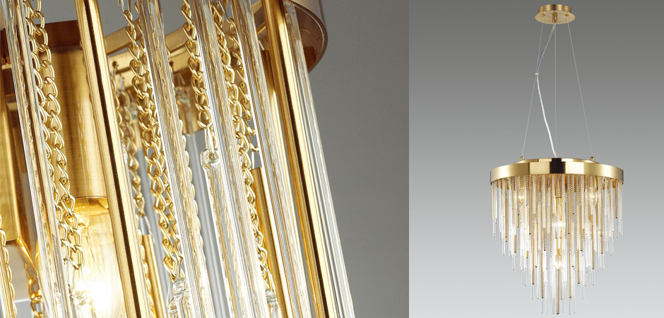 Люстра Luxury Gold & Glass Stripes Люстра Luxury Gold & Glass Stripes - Loft-Concept в Барнауле