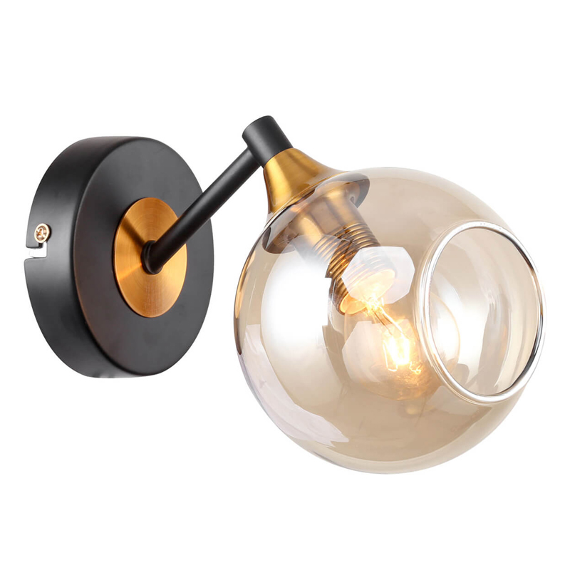 Бра Loft Globe Черный Латунь Янтарь (Amber) Бра Loft Globe Черный Латунь Янтарь (Amber) в Барнауле | Loft Concept