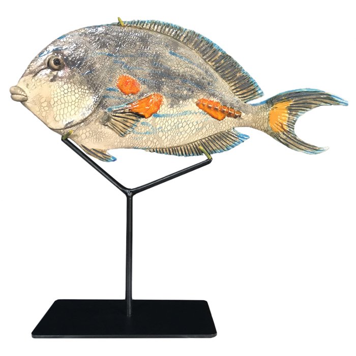 Статуэтка на подставке Gray Fish Серый Черный Белый в Барнауле | Loft Concept 