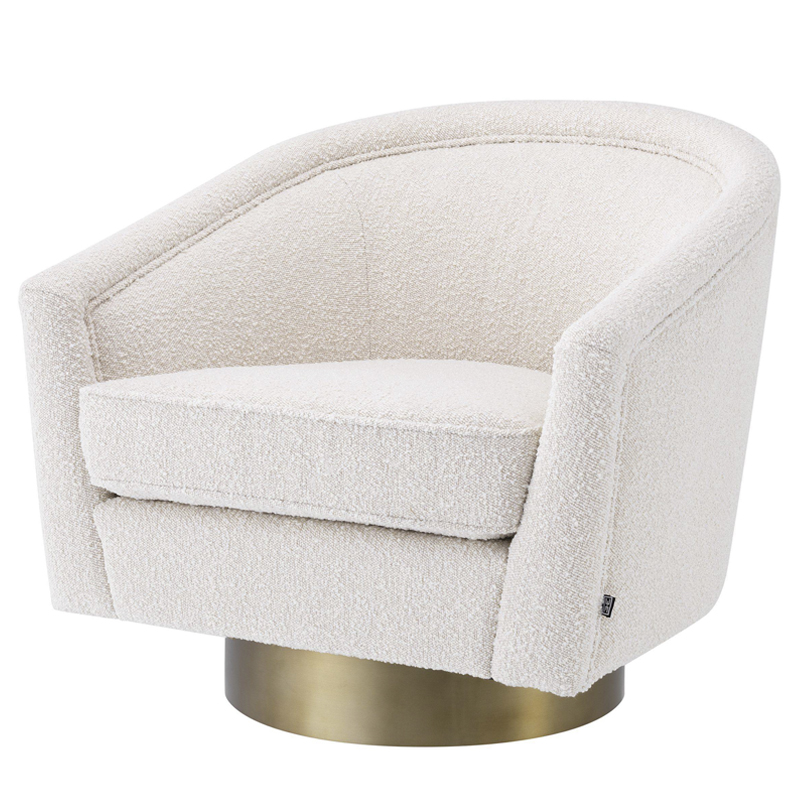 Кресло Eichholtz Swivel Chair Catene Boucle cream Кремовый матовое золото в Барнауле | Loft Concept 