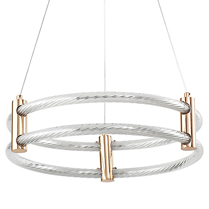 Люстра подвесная светодиодная с 2-мя плафонами в форме колец Lighting Rings Gold  Золотой Белый в Барнауле | Loft Concept 
