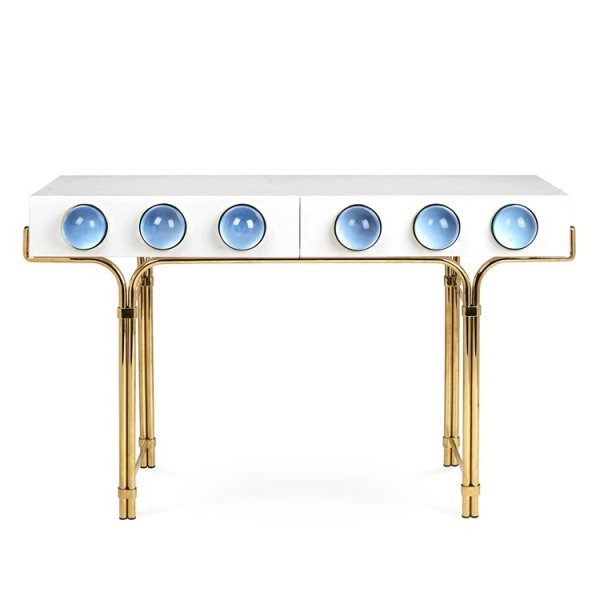 Консоль Globo Console Синий цвет Белый Консоль Globo Console Синий цвет Белый в Барнауле | Loft Concept