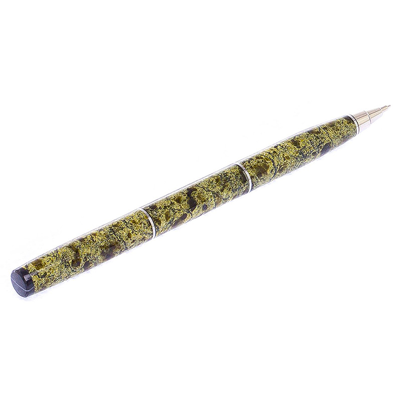 Ручка шариковая из натурального камня Змеевик Stone Pens Зеленый Серебряный в Барнауле | Loft Concept 