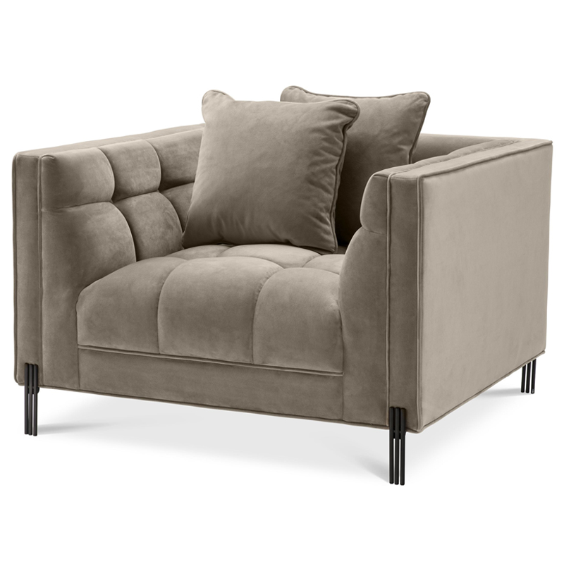 Кресло Eichholtz Chair Sienna greige Бежево-серый Черный Кресло Eichholtz Chair Sienna greige Бежево-серый Черный в Барнауле | Loft Concept