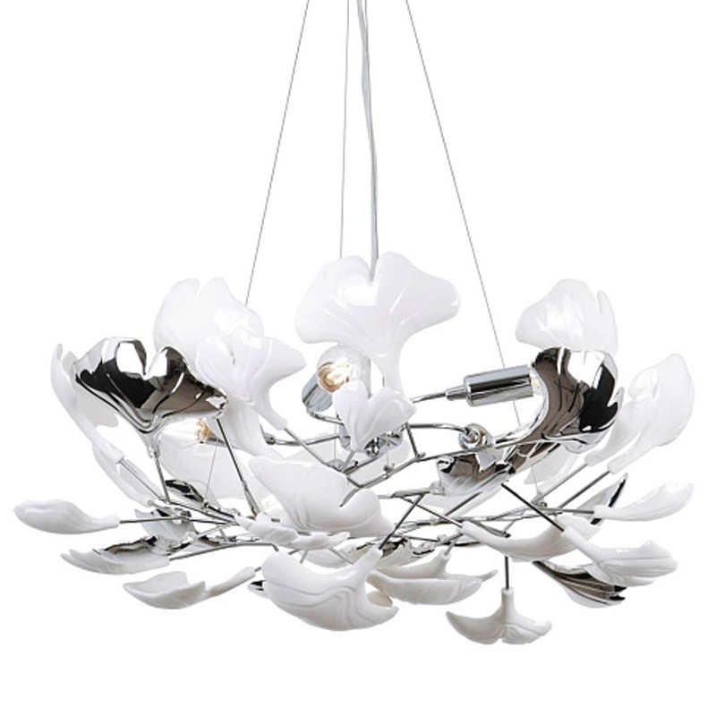 Люстра Wintery flover Chrome с Белыми декоративными плафонами Хром Белый в Барнауле | Loft Concept 