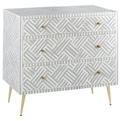 Комод инкрустация костью Gray Indian Bone Inlay 3 drawer Серый Белый Серый Комод инкрустация костью Gray Indian Bone Inlay 3 drawer Серый Белый Серый в Барнауле | Loft Concept