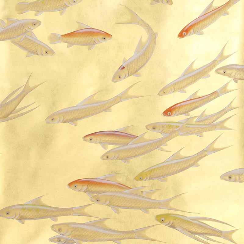 Обои ручная роспись Fishes Koi on Deep Rich Gold gilded paper Обои ручная роспись Fishes Koi on Deep Rich Gold gilded paper в Барнауле | Loft Concept