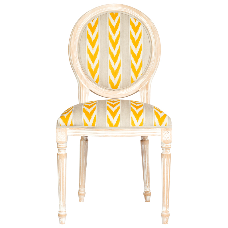 Стул Ikat Pattern с желтым узором Белый Желтый Бежевый Стул Ikat Pattern с желтым узором Белый Желтый Бежевый в Барнауле | Loft Concept