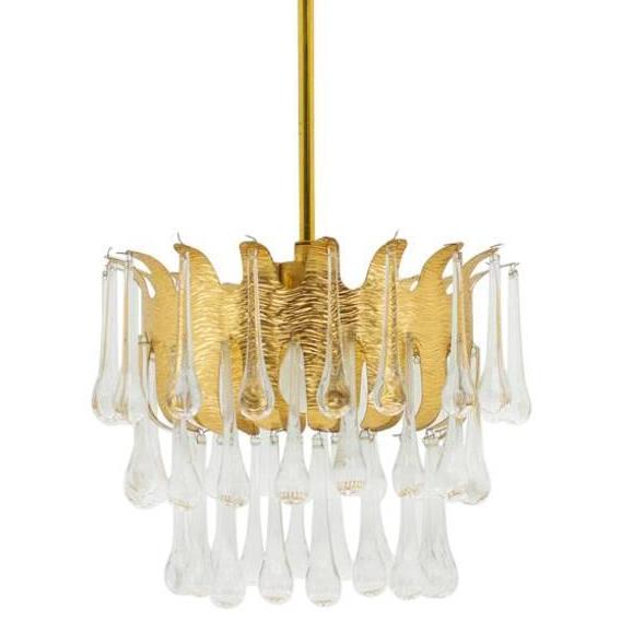 Люстра Ernst Palme Glass and Gilded Brass Chandelier Золотой Люстра Ernst Palme Glass and Gilded Brass Chandelier Золотой в Барнауле | Loft Concept
