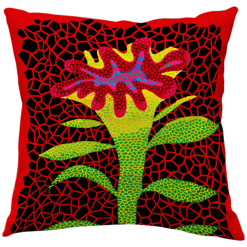Декоративная подушка Yayoi Kusama Flower Red Красный Зеленый Желтый Мульти Декоративная подушка Yayoi Kusama Flower Red Красный Зеленый Желтый Мульти в Барнауле | Loft Concept