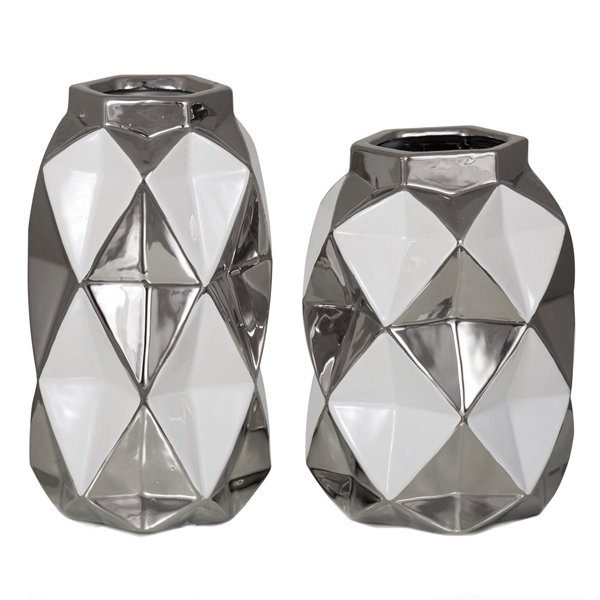 Ваза Origami Silver Серебряный Белый Ваза Origami Silver Серебряный Белый в Барнауле | Loft Concept
