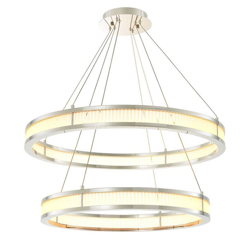 Люстра Eichholtz Chandelier Damien Double Nickel Никель Белое матовое стекло Люстра Eichholtz Chandelier Damien Double Nickel Никель Белое матовое стекло в Барнауле | Loft Concept