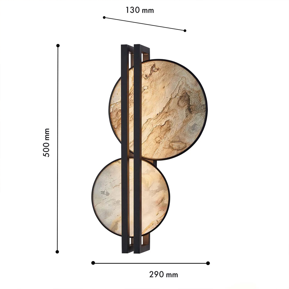 Бра из двух каменных дисков в металлической раме Constellation в Барнауле