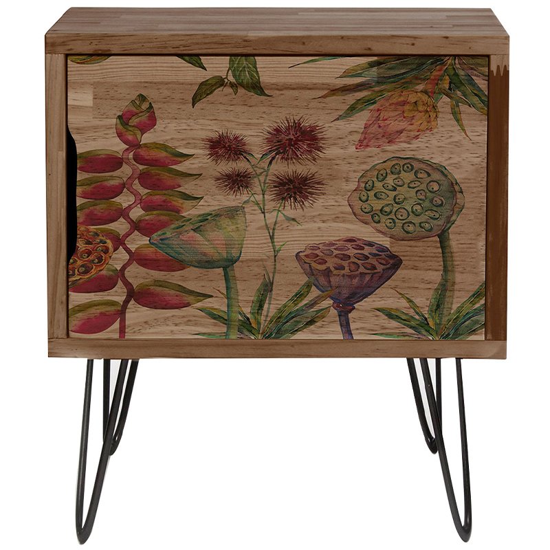 Тумба с цветочным изображением Floral Wood Nightstand Коричневый Тумба с цветочным изображением Floral Wood Nightstand Коричневый в Барнауле | Loft Concept