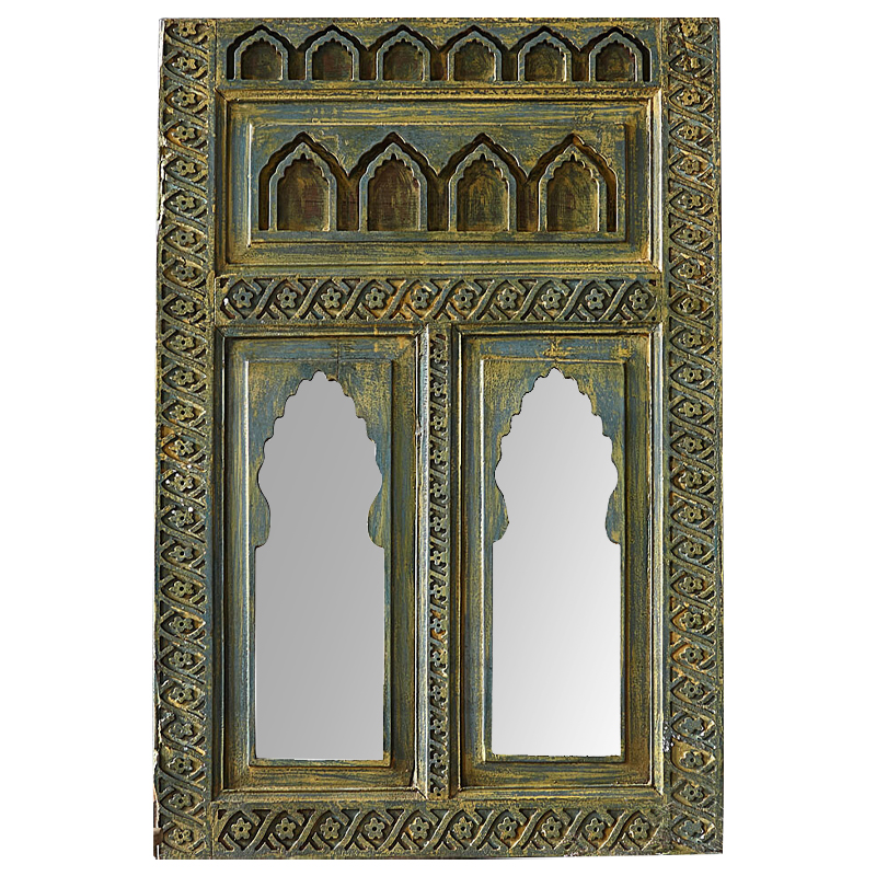 Зеркало Adah Grey Mango Carved Mirror Зеленый Зеркало Adah Grey Mango Carved Mirror Зеленый в Барнауле | Loft Concept