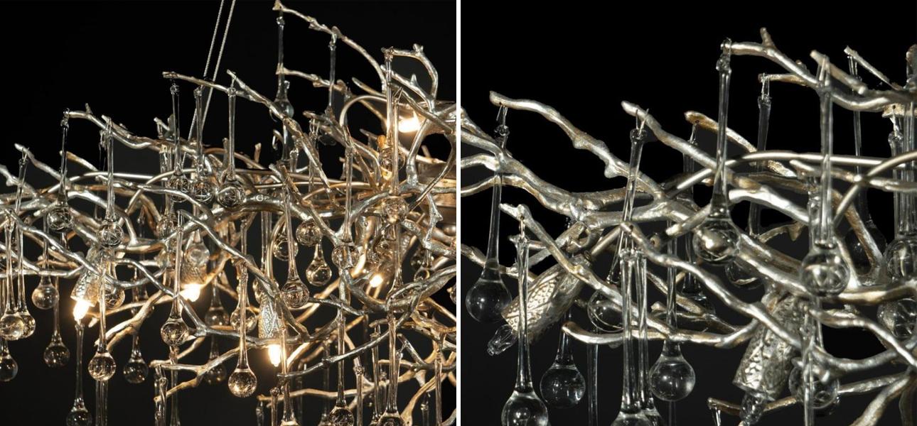 Люстра Crystal Drops Silver 125 см - фото №3