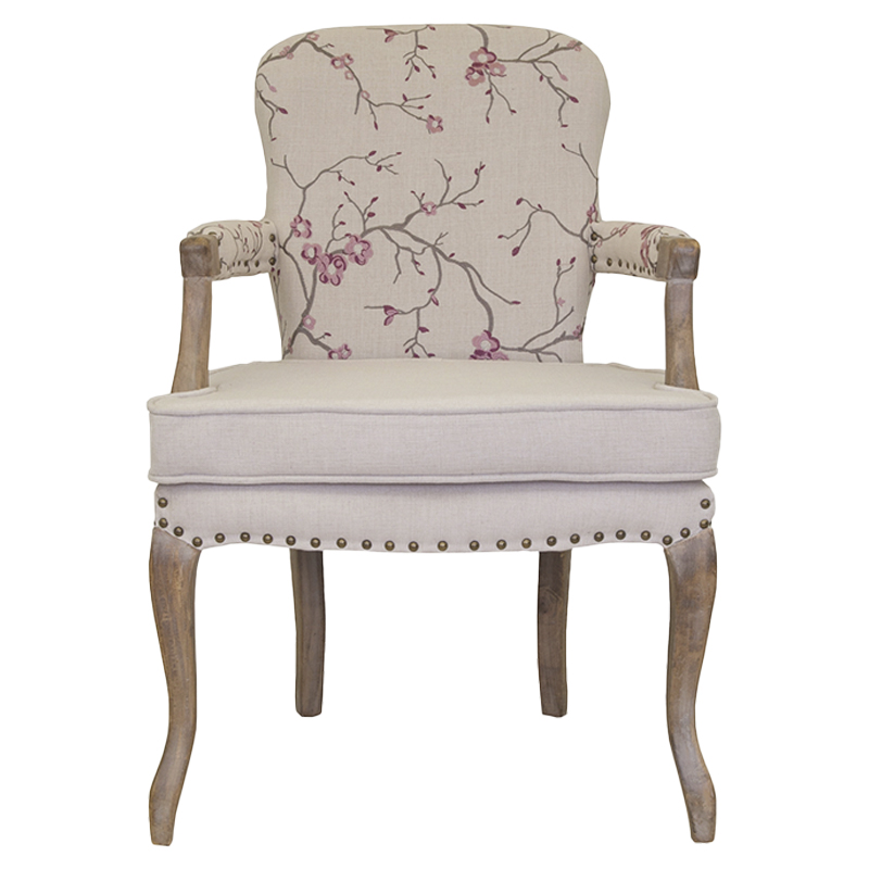 Кресло с изображением сакуры Aubrey Classical Armchair beige flax Бежевый Коричневый Розовый Кресло с изображением сакуры Aubrey Classical Armchair beige flax Бежевый Коричневый Розовый в Барнауле | Loft Concept