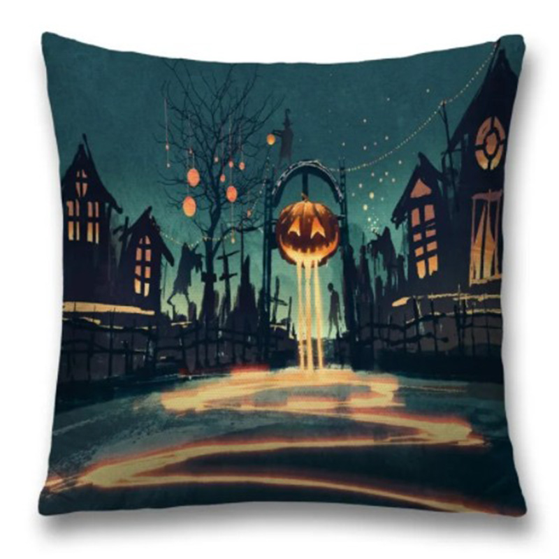 Подушка Halloween Alleyway Черный Синий Оранжевый Подушка Halloween Alleyway Черный Синий Оранжевый в Барнауле | Loft Concept