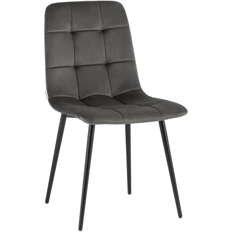 Стул NANCY Chair Темно-Серый Велюр Серый Черный в Барнауле | Loft Concept 