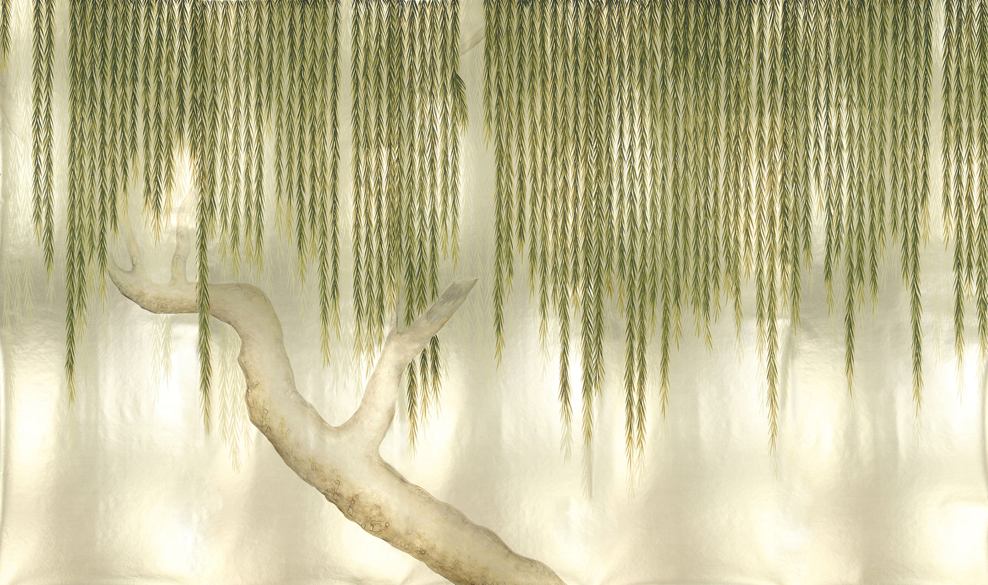 Обои ручная роспись Willow Original colourway on Champagne Gold gilded paper Обои ручная роспись Willow Original colourway on Champagne Gold gilded paper - постер Loft-Concept в Барнауле