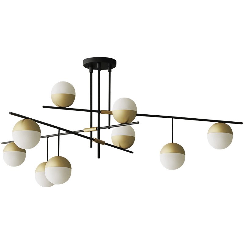 Люстра Balls white & brass 9 Белый Черный Латунь Люстра Balls white & brass 9 Белый Черный Латунь в Барнауле | Loft Concept
