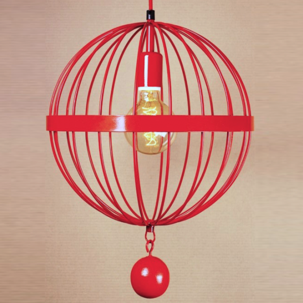 Подвесной светильник Wire Cage Pendant Spher Red Красный Подвесной светильник Wire Cage Pendant Spher Red Красный в Барнауле | Loft Concept