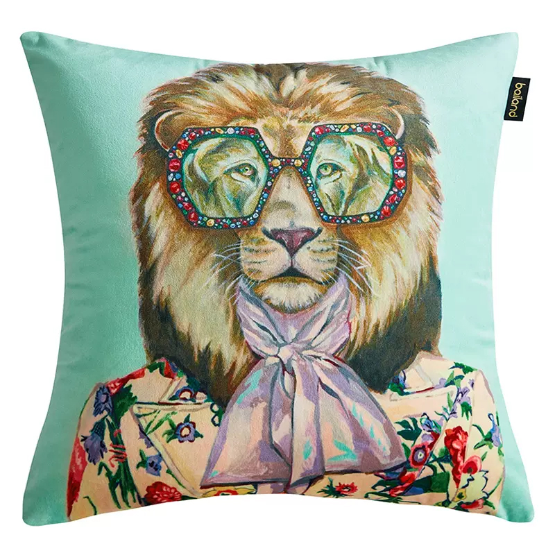 Декоративная подушка Стиль Gucci Leo Fashion Animals Cushion Mint Мятный Мульти Декоративная подушка Стиль Gucci Leo Fashion Animals Cushion Mint Мятный Мульти в Барнауле | Loft Concept