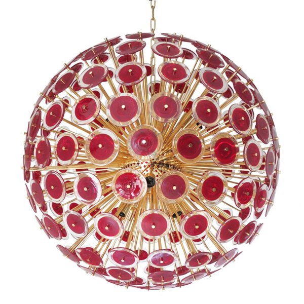 Murano Red Disco Glass Sputnik Chandelier Vistosi Красный (Red) Золотой в Барнауле | Loft Concept 