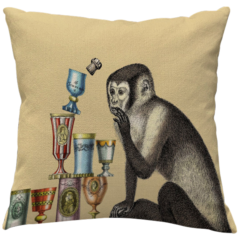 Декоративная подушка Fornasetti Aperitivo 2 Бежевый Серый Мульти Декоративная подушка Fornasetti Aperitivo 2 Бежевый Серый Мульти в Барнауле | Loft Concept