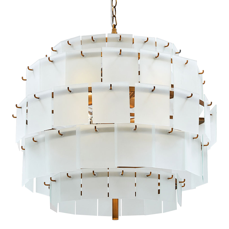Люстра Glass Square Plates Chandelier Медь Белый Люстра Glass Square Plates Chandelier Медь Белый в Барнауле | Loft Concept
