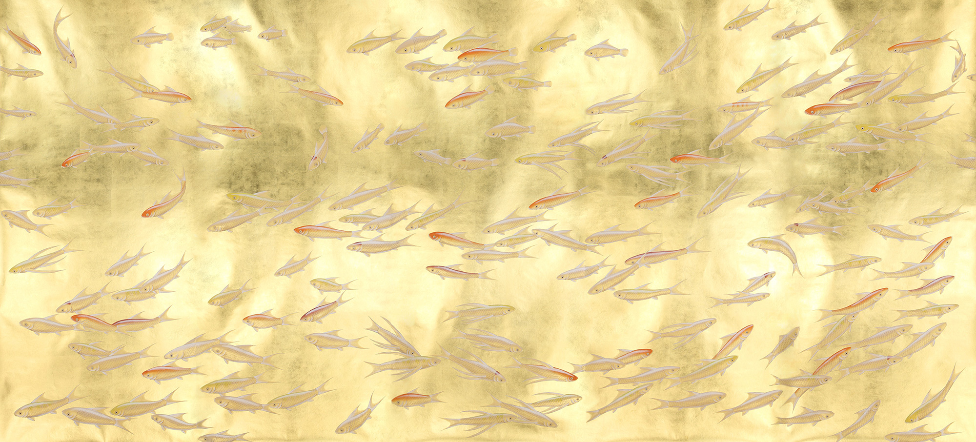 Обои ручная роспись Fishes Koi on Deep Rich Gold gilded paper Обои ручная роспись Fishes Koi on Deep Rich Gold gilded paper - постер Loft-Concept в Барнауле