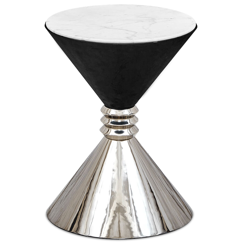 Приставной стол Hourglass side table Никель Черный Белый Приставной стол Hourglass side table Никель Черный Белый в Барнауле | Loft Concept